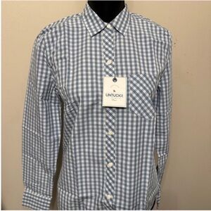 NWT UNTUCKit Women’s Casual Blue White Gingham Button Up Shirt Size 4